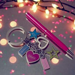 Coach Heart & Star Keychain & Coach Pen